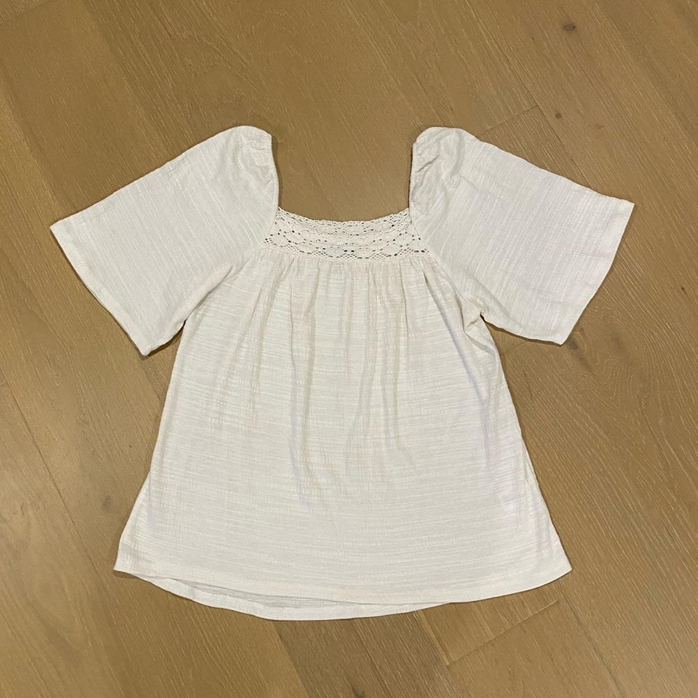 White Lace Detail Women's Top